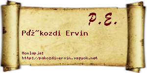 Pákozdi Ervin névjegykártya